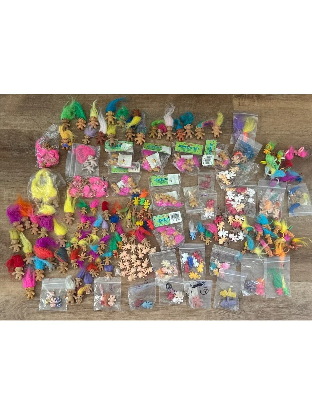 200+ Vintage Mini Troll Doll Craft Lot Rings Charms Figures Jewelry Sets